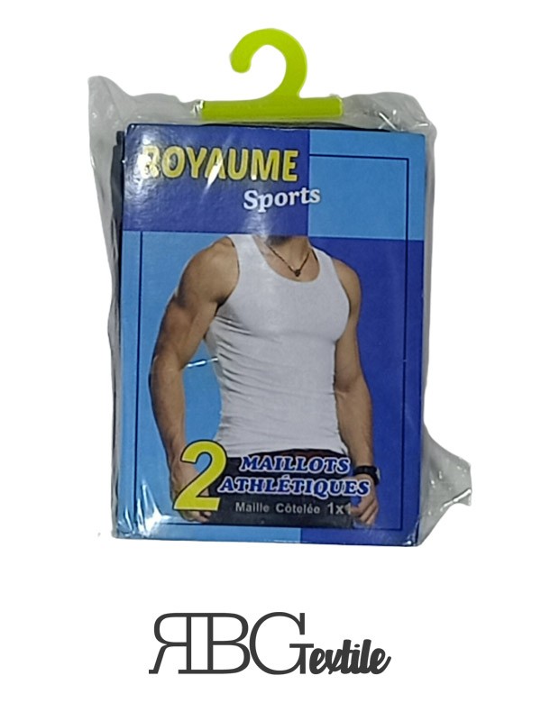 RBG Textile - 2 Débardeurs Royaume Pour Homme - Coton - Tunisie Textile Meilleur Prix