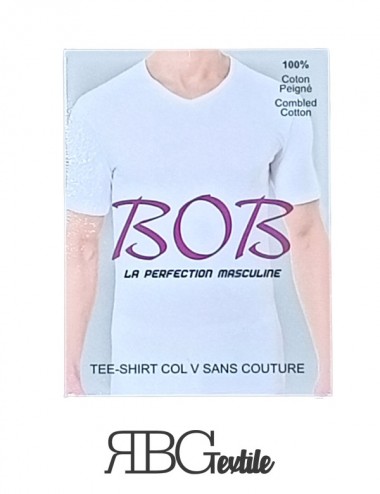 RBG Textile - Tee-Shirt Homme Bob -Coton-Col V - Tunisie Textile Meilleur Prix